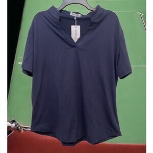 Women's Shirt Black Sport Blouse Short Sleeve Tennis Sz 2XL Plus Ceasikery